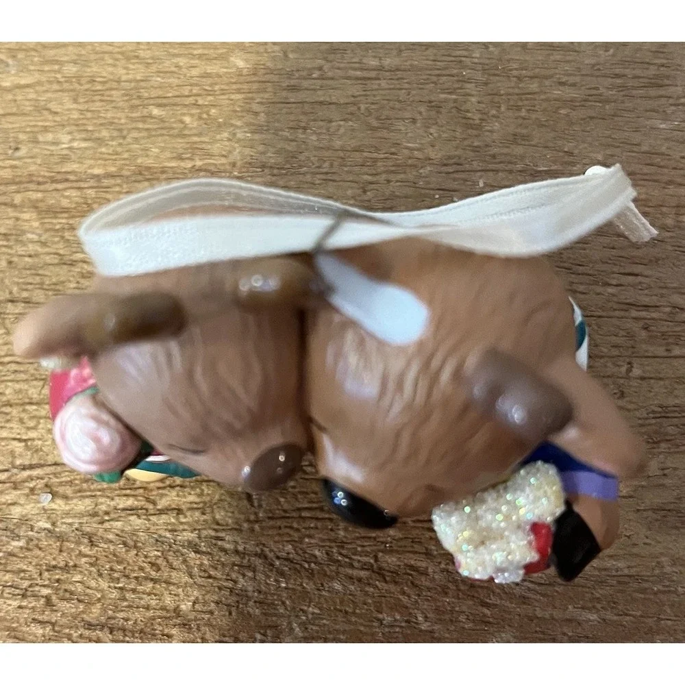 VTG 2000 Hallmark Mom Dad Reindeer Christmas Ornament Keepsake Porcelain FLAW